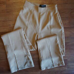 Fitted Slacks with Flare Slit Details